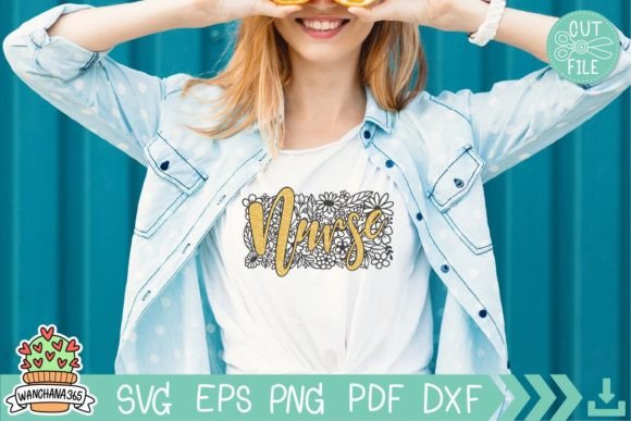 Nurse Floral Svg, Nurse Typography Svg